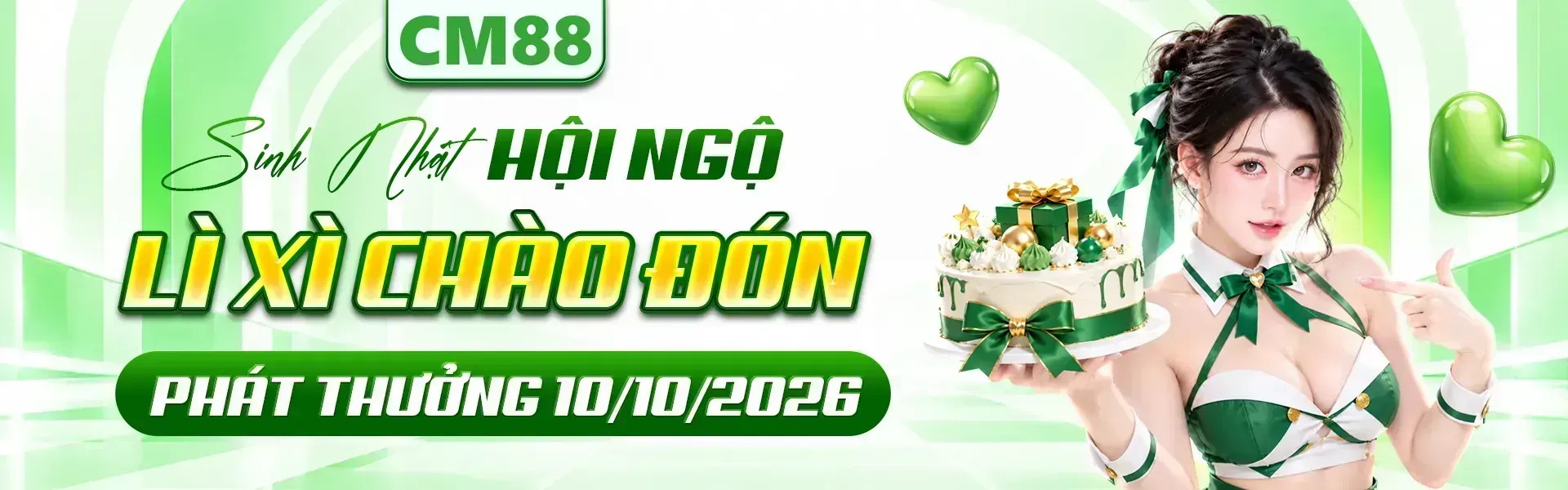 Phiên bản 2: CM88 chào đón mùa sinh nhật bằng loạt chương trình hấp dẫn cùng nhiều phần quà giá trị dành cho cộng đồng thành viên. Tạo tài khoản hôm nay để theo dõi thông tin sự kiện và khám phá các quyền lợi được áp dụng trong chương trình.